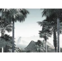 Tapete mit Palmen und Berglandschaft