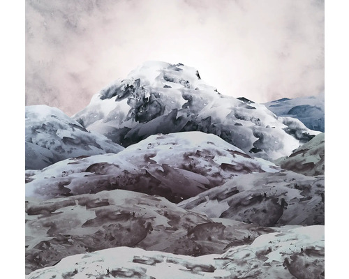 Gemälde einer verschneiten Berglandschaft