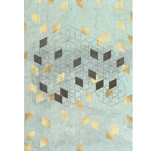 Dekoratives Muster mit geometrischen Formen auf hellblauem Hintergrund