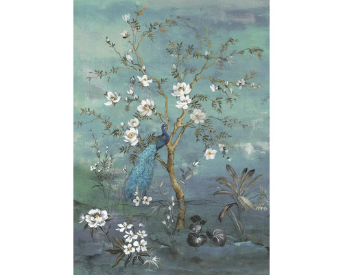Dekoratives Wandbild mit Pfau und Blumenmuster