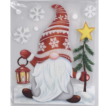 Weihnachtsdekoration Fensterfolie mit Zwerg, Laterne, Weihnachtsbaum und Schneeflocken
