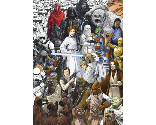 Fototapete Papier 4-4111 Disney Edition 4 Star Wars Classic Cartoon Collage 4-tlg. 184 x 254cm Illustration mit verschiedenen Star Wars Charakteren