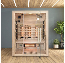 Infrarotsauna mit Glasfront und Holzverkleidung