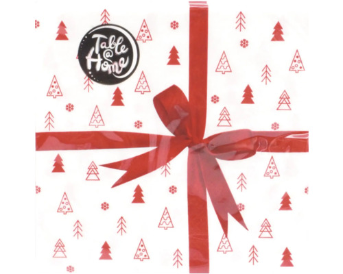 W.SERV.EXKL.BEDR. GESCHENK ROT Servietten mit Schleife und Weihnachtsmotiv
