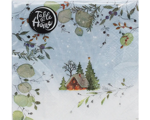 W.SERV.BEDR,EXKL HAUS BLAU Serviettenpackung mit Wintermotiven