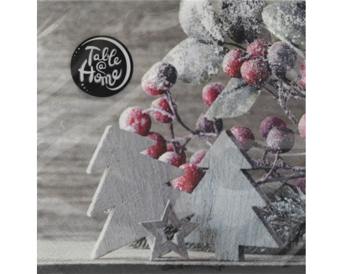 W.SERV.BEDR,EXKL. BAEUMCHEN Servietten mit Weihnachtsmotiv und Table@Home Logo