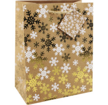 Geschenktüte mit Schneeflockenmuster und Anhänger