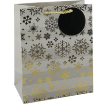Geschenktasche mit Schneeflockenmuster und Tragegriffen