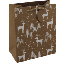 Geschenktüte aus Papier mit Hirsch- und Tannenbaum Muster