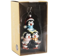 Weihnachtsbaumschmuck aus Glas, Pinguin-Chor in Verpackung