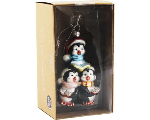 W.GLASFORMEN - PINGUINE Weihnachtsbaumschmuck aus Glas, Pinguin-Chor in Verpackung