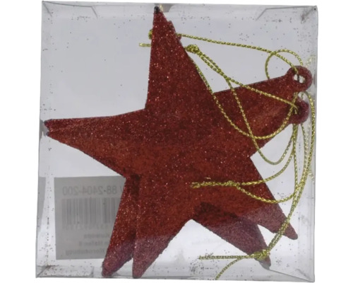 GLITTER STERN HAENGER 4STK 9CM Glitzernder Stern als Christbaumschmuck im Karton