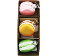Weihnachtskugeln mit Streifen in einer Box