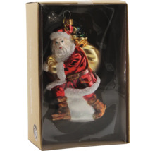 Weihnachtskugel mit Weihnachtsmannfigur in einer Schachtel