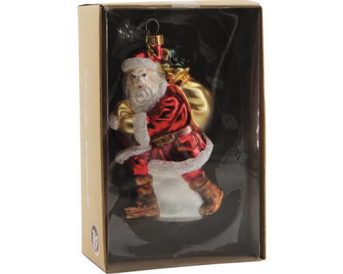 W.GLASFORMEN - WEIHNACHTSMANN Weihnachtskugel mit Weihnachtsmannfigur in einer Schachtel
