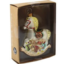 Weihnachtsbaumschmuck Schaukelpferd aus Glas in Verpackung