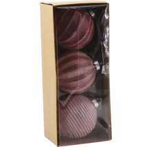 Verpackung mit drei Christbaumkugeln mit gerippter Oberfläche