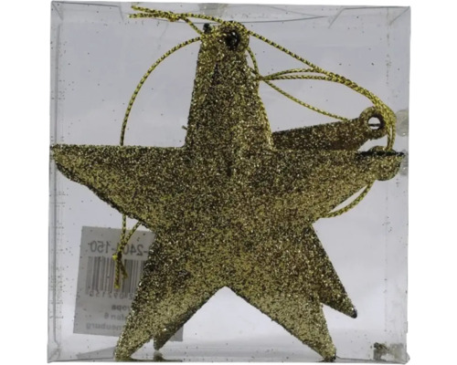 GLITTER STERN HAENGER 4STK 9CM Funkelnder Stern als Weihnachtsbaumschmuck in Verpackung