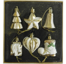 Weihnachtsbaumschmuck Set mit Baum, Stern, Glocke, Geschenk, Herz und Stiefel