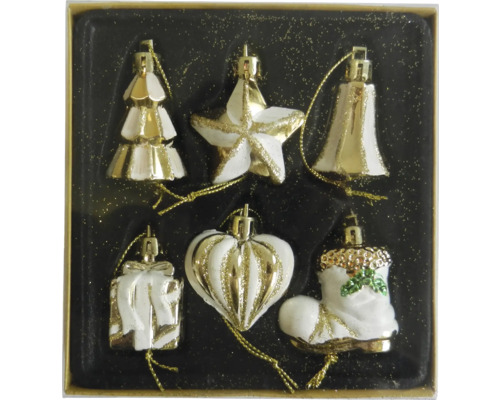 Weihnachtsbaumschmuck Set mit Baum, Stern, Glocke, Geschenk, Herz und Stiefel