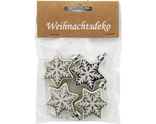 Weihnachtsdekoration mit sternförmigen Anhängern im Paket