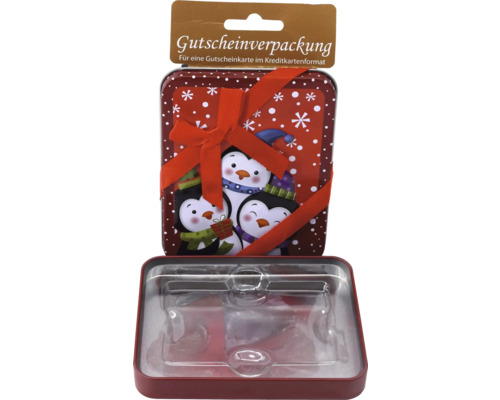 Geschenkverpackung für Gutscheinkarte im Kreditkartenformat mit Pinguinmotiv