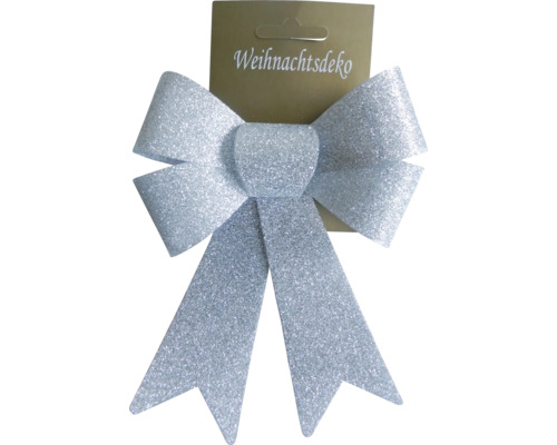 W.FLITTER MASCHE SILBER Silberne Schleife Weihnachtsdekoration