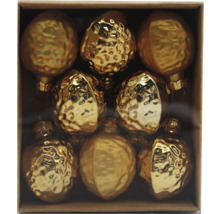 Set mit neun Christbaumkugeln in Walnussform