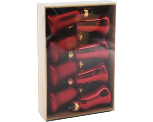 BAUMBEHANG GLOCKEN 8 STK ROT Weihnachtsbaumschmuck in Trompetenform im Karton
