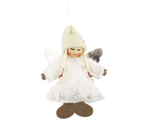 BEHANG ENGEL WEISS 12 CM Weihnachtsanhänger Engel mit Mütze