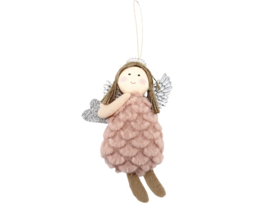 BEHANG ENGEL ROSA 12 CM Engel Anhänger mit Flügeln als Weihnachtsdekoration