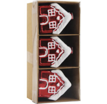 Drei Hausförmige Christbaumkugeln in einer Box