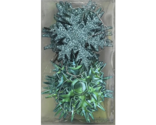 SCHNEEFLOCKEN 12STK TUERKIS Weihnachtsbaumschmuck Schneeflocken in einer Verpackung