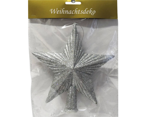 KUNSTSTOFF SPITZ GLITTER 20CM Weihnachtsbaumspitze in Sternform, glitzernd, zur Weihnachtsdekoration