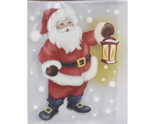 W.FENSTERBILD GLITTER SANTA Weihnachtsmann mit Laterne als Fensterbild