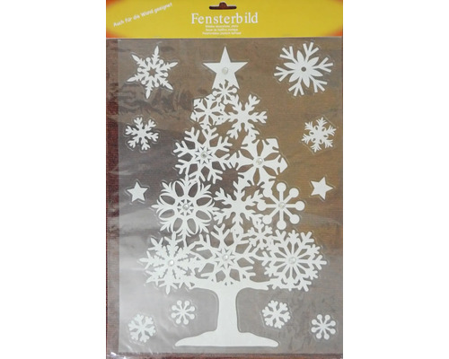W.FENSTERBILD GLITTER WEISS Fensterbild mit Schneeflockenmotiv, geeignet für die Wand