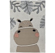 Teppich mit Nilpferd Motiv und Pflanzenmuster