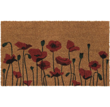 Fußmatte aus Kokosfaser mit Mohnblumenmuster