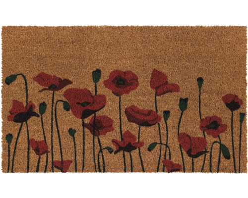 Fußmatte aus Kokosfaser mit Mohnblumenmuster
