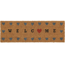 Fußmatte aus Kokosfaser mit Willkommensgruß und Herzmotiven