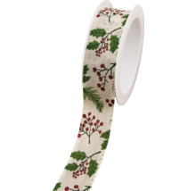 Dekoratives Band mit Winterbeerenmuster auf einer Rolle