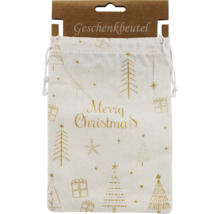 Geschenkbeutel mit Weihnachtsbaum- und Geschenk-Motiven sowie Merry Christmas Schriftzug