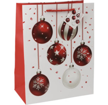 Geschenktüte mit Weihnachtskugelmotiven und Tragekordel