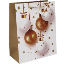 Geschenktüte mit Weihnachtskugelmotiv und Geschenkanhänger