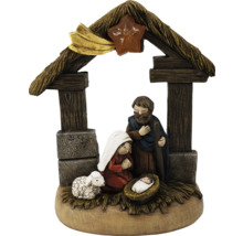 Krippendarstellung mit Jesuskind, Maria, Josef und Schaf