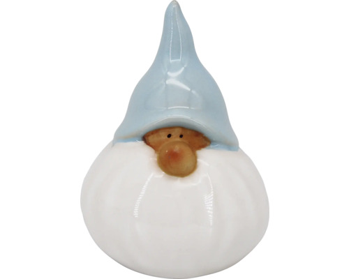 Weihnachtsdekoration Wichtel Keramik 11 cm blau Dekofigur Zwerg mit Zipfelmütze