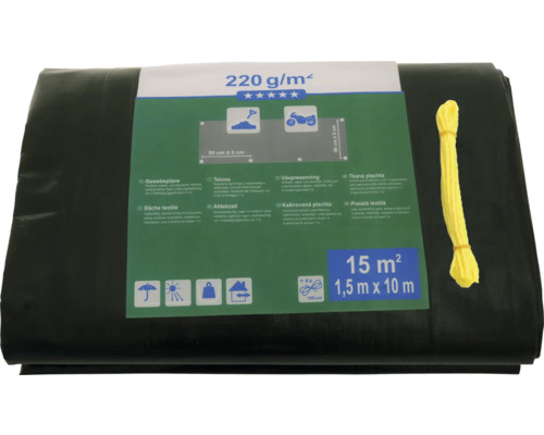Abdeckplane 1,5 mal 10 Meter mit Kordel