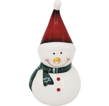 Dekofigur Schneemann mit roter Mütze und grünem Schal