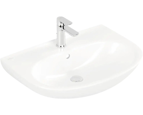 Waschtisch Villeroy & Boch O.Novo oval 65x48 cm weiß glänzend mit Beschichtung Waschtisch aus Keramik mit Armatur