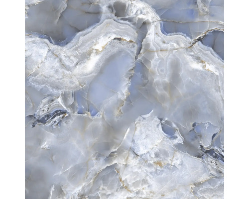 Nahaufnahme einer polierten Onyx-Marmorplatte mit Maserung